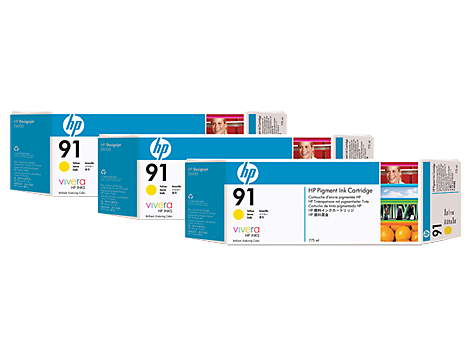HP 91 3-pack 775-ml Yellow Ink Cartridges