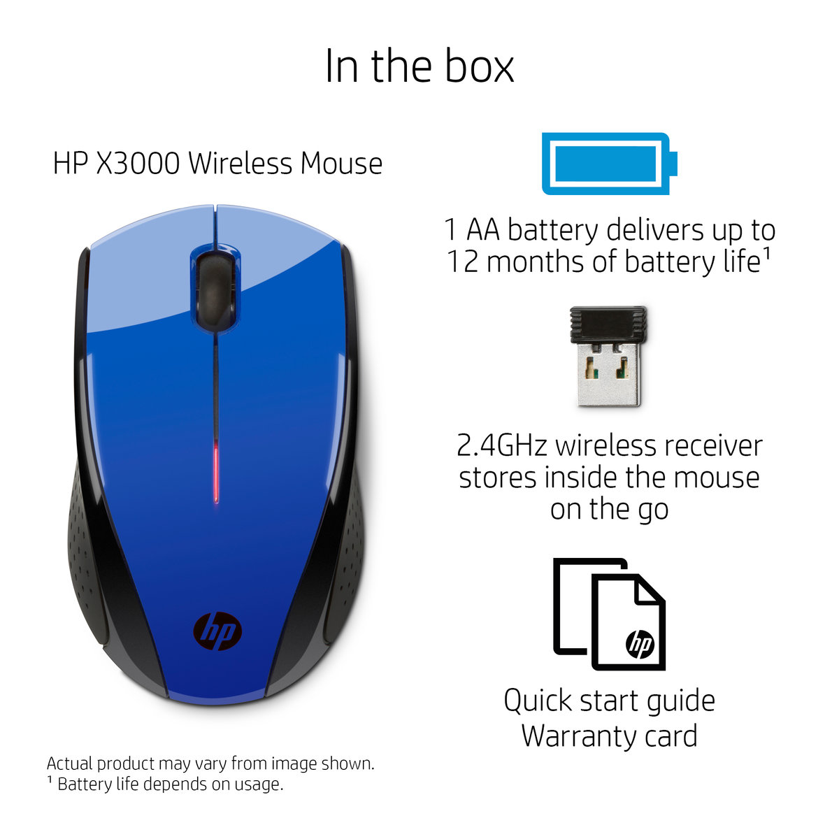 Мышь HP Wireless Mouse X3000 (Cobalt Blue)