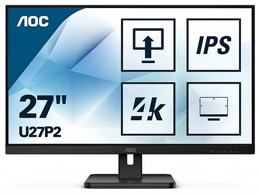 27" AOC U27P2 3840x2160 60Гц IPS WLED 16:9 4ms HDMI DP 4*USB 3.2 1000:1 50M:1 178/178 350cd HAS Pivo